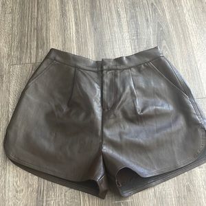 Grey Lab Faux Brown Leather Shorts, Size M